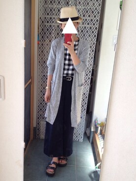 「GU（ジーユー）のアイテム（カーディガン/ボレロ、グレー系）」を使った、tomokoさん（レディース・164cm）の秋コーディネート