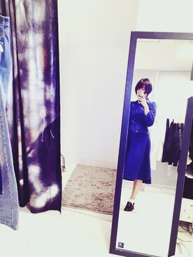 「blue」｜「アイテム（シャツワンピース）」を使った、オサトさん（レディース・163cm）の秋コーディネート