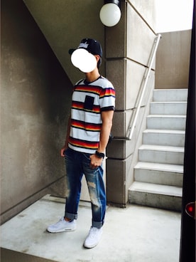 「UNIQLO（ユニクロ）のアイテム（Tシャツ/カットソー、その他）」を使った、きょーどんさん（メンズ・172cm）の夏コーディネート