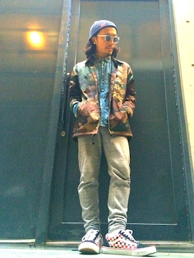 「カモ柄」｜BEBEAKIさん（メンズ・164cm）の春コーディネート