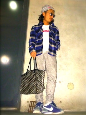 「TMT（ティーエムティー）のアイテム」を使った、BEBEAKIさん（メンズ・164cm）の春コーディネート