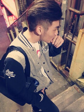 「アイテム（ピーコート）」を使った、張丞さん（メンズ・176cm・10代）の冬コーディネート