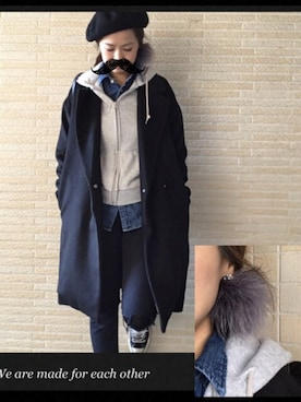 「ハニーズ」｜「アイテム（チェスターコート）」を使った、りかちんさん（レディース・158cm）の秋コーディネート