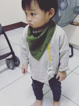 「アイテム（ママ＆ベビー、グリーン系）」を使った、crystal_yoyoさん（キッズ・70cm）の秋コーディネート