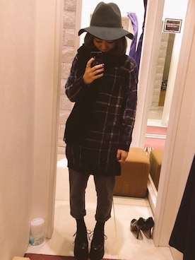 「MONKI（モンキ）のアイテム（マフラー）」を使った、JOMAさん（レディース・154cm）の冬コーディネート