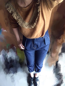 「ハイウェストデニム」｜慧さん（レディース・167cm）の秋コーディネート