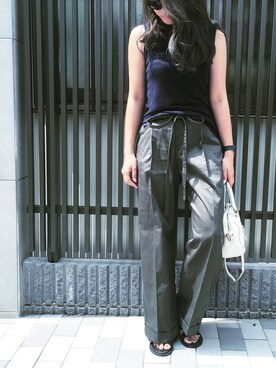 「STUDIOUS（ステュディオス）のアイテム（ハンドバッグ）」を使った、kamaさん（レディース・155cm）の夏コーディネート