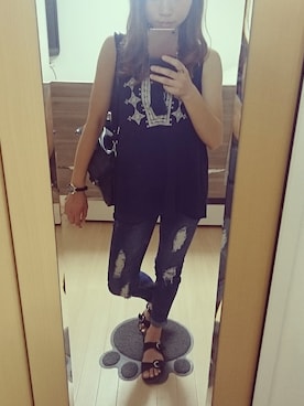 「D&G（ディーアンドジー）のアイテム（腕時計）」を使った、Risaさん（レディース・152cm）の夏コーディネート