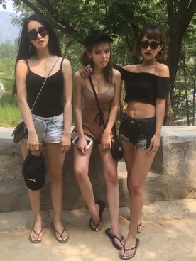 「RIPNDIP（リップンディップ）のアイテム（バッグ）」を使った、casperさん（レディース・168cm）の夏コーディネート