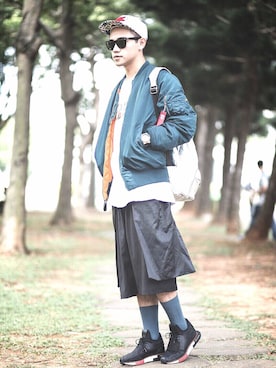 「JOYRICH」｜「アイテム（ライダースジャケット）」を使った、冠仁さん（メンズ・176cm）の秋コーディネート
