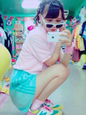 「NIKE(ナイキ)のアイテム(バングル/リストバンド)」を使った、池田菜々さん(レディース・154cm)の夏コーディネート