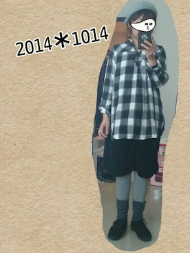 「ハーフパンツ」｜「アイテム（レギンス/スパッツ、グレー系）」を使った、なるいろ。さん（レディース・148cm）の秋コーディネート
