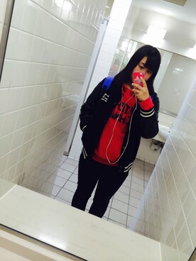 「しまむら（シマムラ）のアイテム（スタジャン）」を使った、めぐみさん（メンズ・165cm）の秋コーディネート