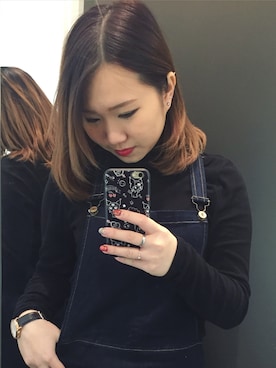 「PULL&BEAR（プルアンドベア）のアイテム（オールインワン・サロペット）」を使った、joyce wongさん（レディース・156cm）の冬コーディネート