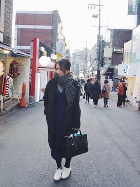 「travel」｜「アイテム（オールインワン・サロペット）」を使った、joyce wongさん（レディース・156cm）の冬コーディネート