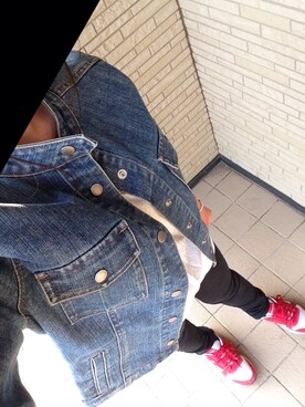 「AWAWのアイテム（Denim jacket、ブルー系）」を使った、renaさん（レディース・154cm）の秋コーディネート