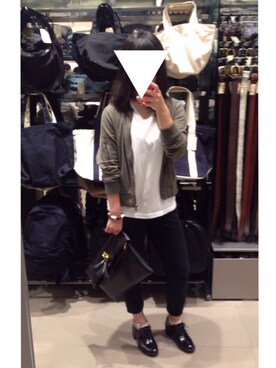 「無印良品（ムジルシリョウヒン）のアイテム（T Shirts、ホワイト系）」を使った、renaさん（レディース・154cm）の秋コーディネート