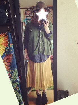 「GLOBAL WORK（グローバルワーク）のフェルトロングブリムハット/705078（ハット）」を使った、mpokosanさん（レディース・159cm）の冬コーディネート