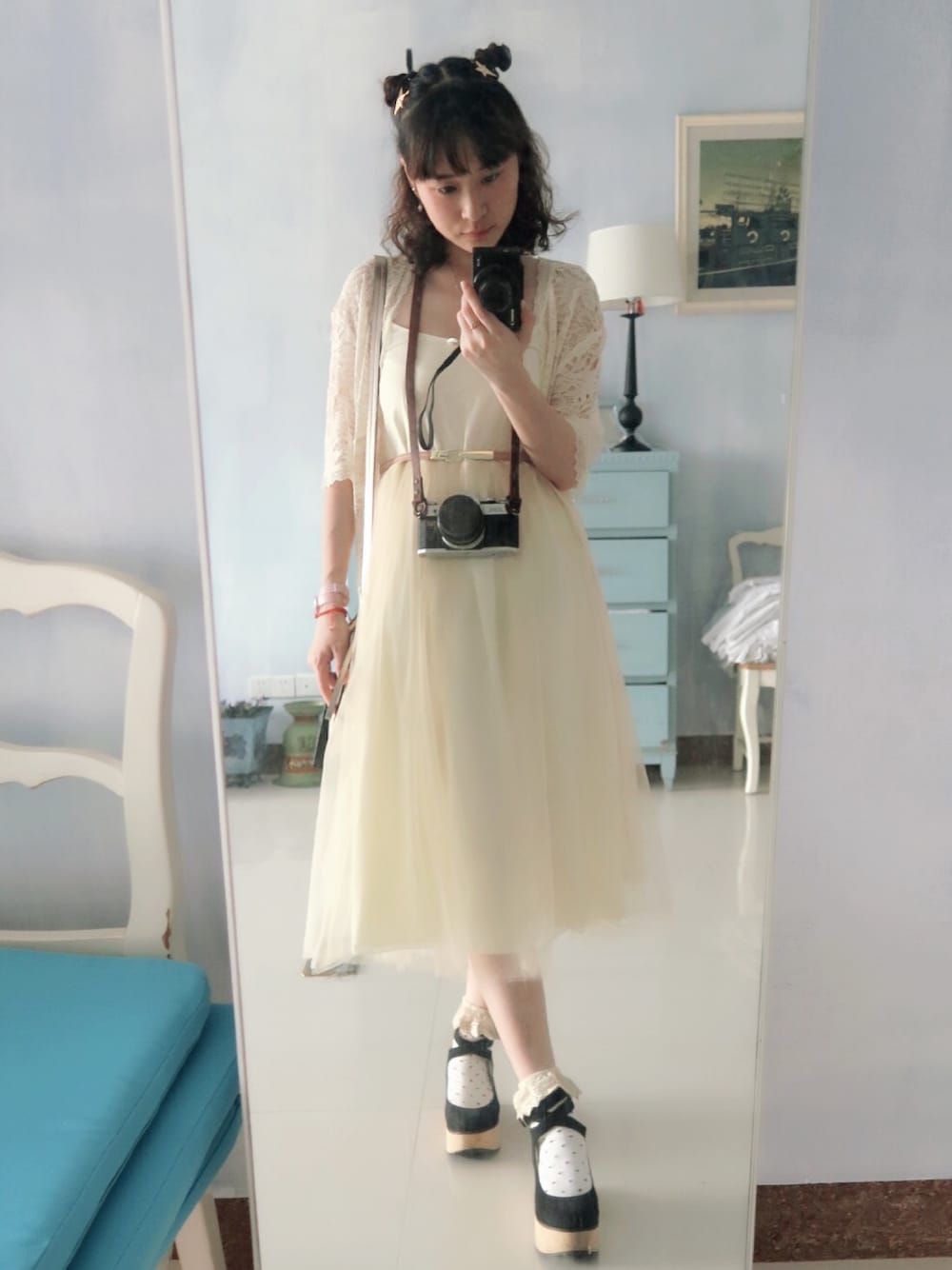 「GUのアイテム（ピーコート、ベージュ系）」を使った、木小树さん（レディース・160cm）の秋コーディネートの1枚目の写真