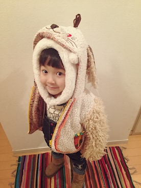 「One deux boo（ワンドゥーブー）のアイテム（スウェット）」を使った、ANNさん（キッズ・110cm）の冬コーディネート