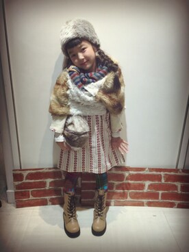 「前髪ぱっつん」｜ANNさん（キッズ・120cm）の秋コーディネート