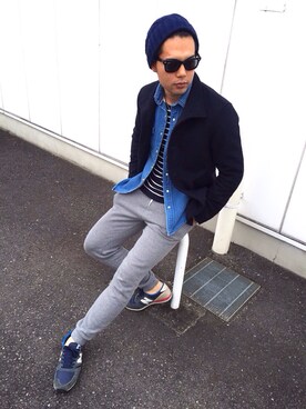 「URBAN RESEARCH（アーバンリサーチ）のアイテム（ピーコート）」を使った、yu-ki.さん（メンズ・173cm）の冬コーディネート