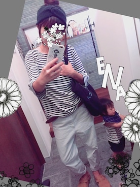 「PETIT BATEAU（プチバトー）のアイテム（つなぎ/オールインワン）」を使った、guricoさん（レディース・152cm）の夏コーディネート