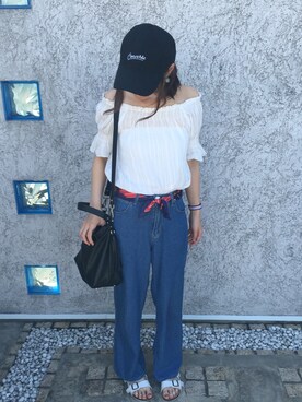 「アイテム（アナログ腕時計、ピンク系）」を使った、Rumiさん（レディース・164cm）の夏コーディネート