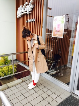 「くつした」｜「アイテム（トレンチコート）」を使った、希美さん（レディース・160cm）の春コーディネート