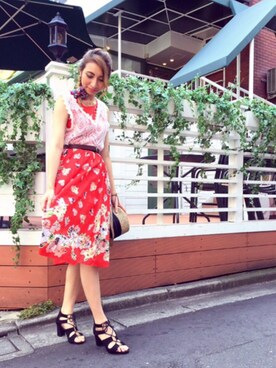 「Paradise Picnic（パラダイスピクニック）のアイテム（帽子）」を使った、Kaylee♡さん（レディース・168cm）の夏コーディネート
