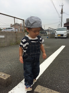 「ヤンチャ」｜「アイテム（オールインワン・サロペット）」を使った、wataru さん（キッズ・80cm）の秋コーディネート