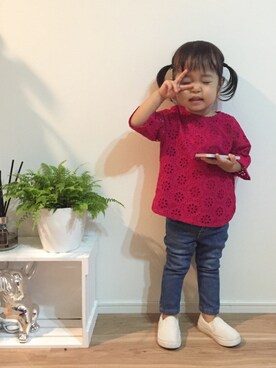 「ラブ＆ピース2016」｜「アイテム（チュニック）」を使った、ayatyannさん（キッズ・80cm）の秋コーディネート