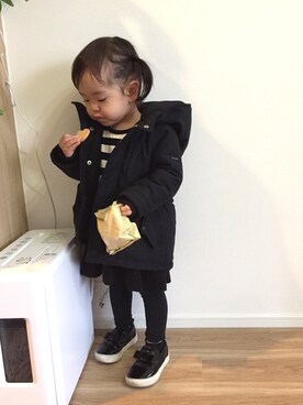 「quoti use fith（クゥオティ　ユース　フィス）のアイテム（モッズコート）」を使った、ayatyannさん（キッズ・80cm）の秋コーディネート