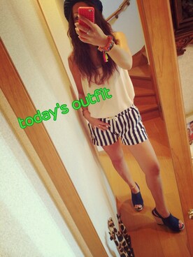 「ニット帽コーデ」｜「アイテム（ハンチング/ベレー帽）」を使った、LOCO❤︎さん（レディース・159cm）の夏コーディネート