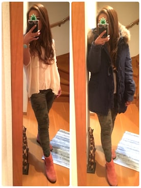 「カモフラパンツ」｜「アイテム（その他アウター）」を使った、LOCO❤︎さん（レディース・159cm）の冬コーディネート
