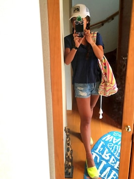 「Planet blue world（プラネットブルーワールド）のアイテム」を使った、LOCO❤︎さん（レディース・159cm）の夏コーディネート