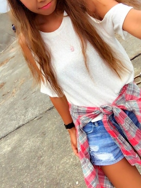 「Planet blue world（プラネットブルーワールド）のアイテム」を使った、LOCO❤︎さん（レディース・159cm）の夏コーディネート