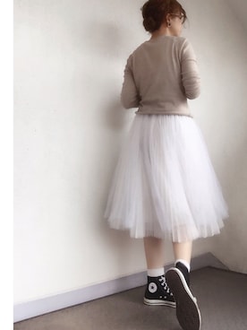 「ノスタルジア」｜「アイテム（ニット/セーター）」を使った、奥村展子さん（レディース・160cm）の夏コーディネート