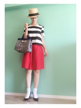 「m.mOrchestra（エムエムオーケストラ）のアイテム」を使った、奥村展子さん（レディース・160cm）の夏コーディネート