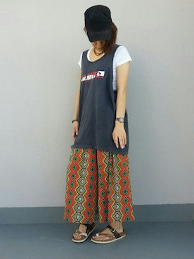 「チチカカ」｜「アイテム（腕時計）」を使った、しゃおさん（レディース・157cm）の夏コーディネート