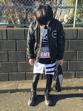 「M.Y.O.B（エム.ワイ.オー.ビー）のアイテム（その他アウター）」を使った、Pさん（メンズ・170cm）の冬コーディネート