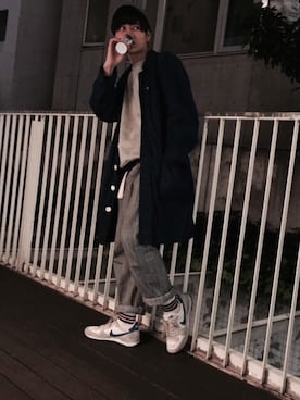 「A.P.C.（アーペーセー）のアイテム（ニットキャップ/ビーニー）」を使った、Hijiri Katoさん（メンズ・172cm）の冬コーディネート