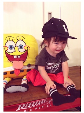 「NEEDLE WORK（ニードルワーク）のアイテム（帽子）」を使った、★m☺︎m☺︎★mini★t☺︎y★さん（キッズ・80cm）の夏コーディネート