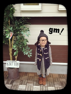 「NEEDLE WORK（ニードルワーク）のアイテム（ワンピース/ドレス）」を使った、★m☺︎m☺︎★mini★t☺︎y★さん（キッズ・110cm）の秋コーディネート