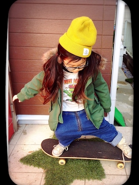 「OIL（オイル）のアイテム」を使った、★m☺︎m☺︎★mini★t☺︎y★さん（キッズ・110cm）の冬コーディネート