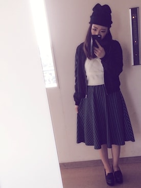 「足長効果」｜「アイテム（ブルゾン）」を使った、Maiさん（レディース・155cm）の秋コーディネート