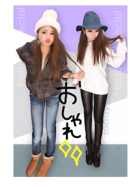 「one way（ワンウェイ）のアイテム（シューズ）」を使った、Maiさん（レディース・155cm）の冬コーディネート
