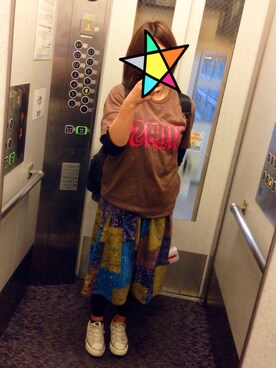 「SILAS（サイラス）のアイテム（Tシャツ/カットソー、ブラウン系）」を使った、ちいさん（レディース・150cm）の夏コーディネート