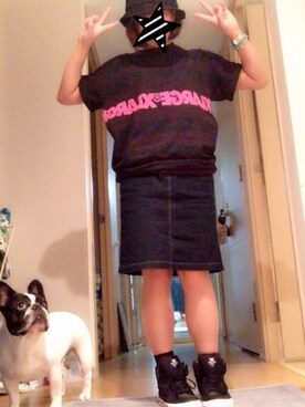 「XLARGE（エクストララージ）のアイテム（Tシャツ/カットソー、ブラック系）」を使った、ちいさん（レディース・150cm）の秋コーディネート