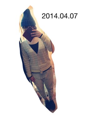 「ROUND HOUSE（ラウンドハウス）のアイテム（ニットキャップ/ビーニー、ブルー系）」を使った、T-ma1amさん（レディース・156cm）の春コーディネート